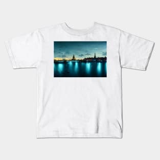 Neon Copenhagen City Skyline Neonlight / Copenhagen,Denmark Kids T-Shirt